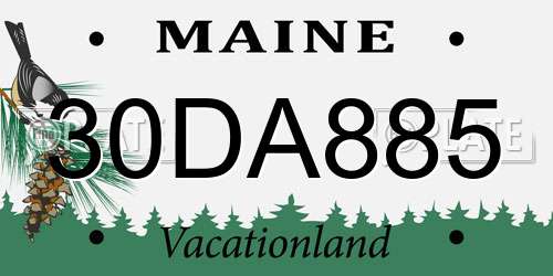 30DA885 Maine License Plate