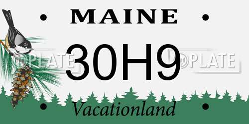 30H9 Maine License Plate