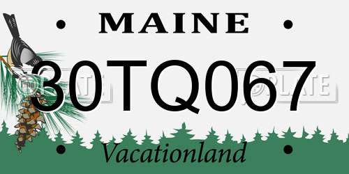 30TQ067 Maine License Plate