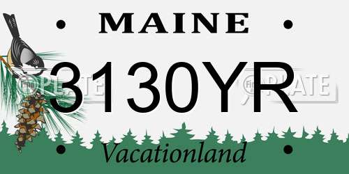 3130YR Maine License Plate