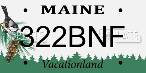 322BNF Maine License Plate