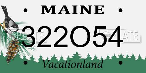 322O54 Maine License Plate