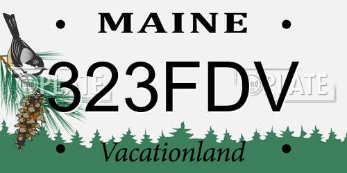323FDV Maine License Plate
