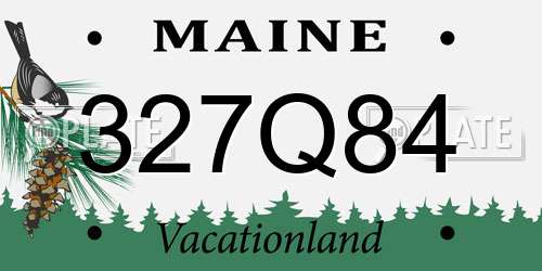 327Q84 Maine License Plate