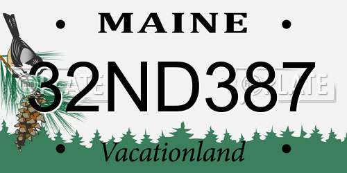 32ND387 Maine License Plate