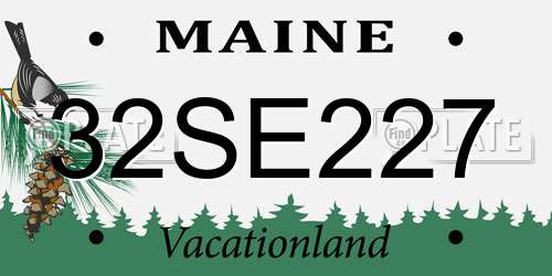 32SE227 Maine License Plate