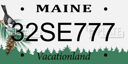 32SE777 Maine License Plate