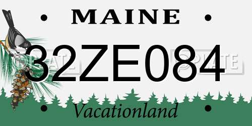 32ZE084 Maine License Plate