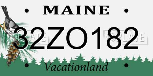 32ZO182 Maine License Plate