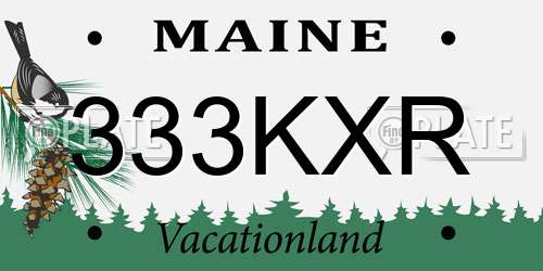 333KXR Maine License Plate