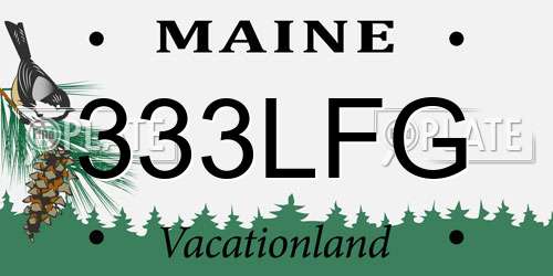 333LFG Maine License Plate