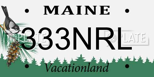 333NRL Maine License Plate