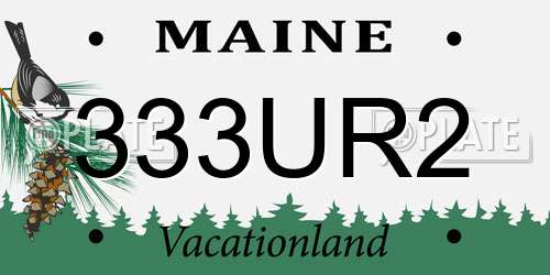 333UR2 Maine License Plate