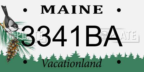 3341BA Maine License Plate