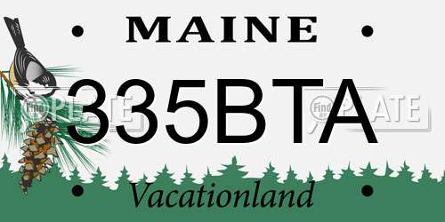 335BTA Maine License Plate