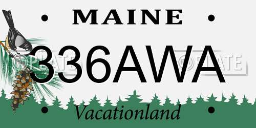 336AWA Maine License Plate