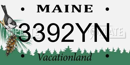 3392YN Maine License Plate