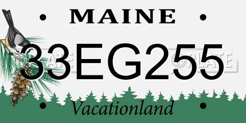 33EG255 Maine License Plate