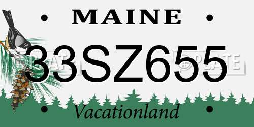 33SZ655 Maine License Plate
