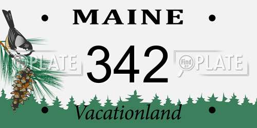 342 Maine License Plate