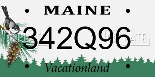 342Q96 Maine License Plate
