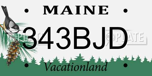 343BJD Maine License Plate