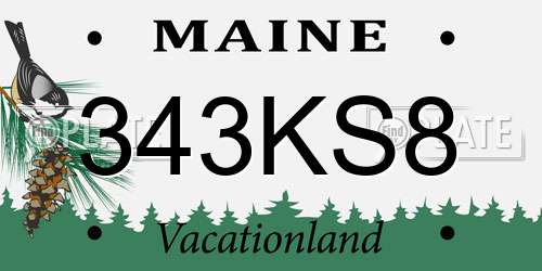 343KS8 Maine License Plate