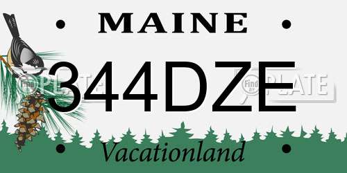 344DZE Maine License Plate