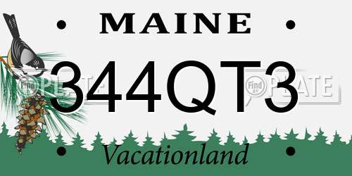 344QT3 Maine License Plate