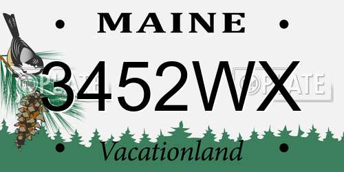 3452WX Maine License Plate