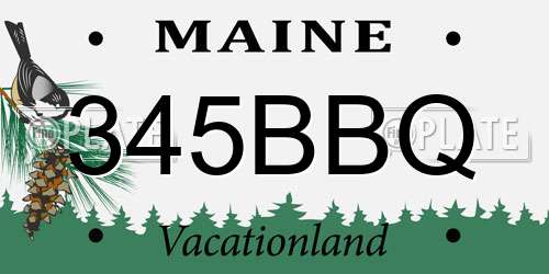345BBQ Maine License Plate