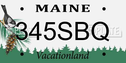 345SBQ Maine License Plate