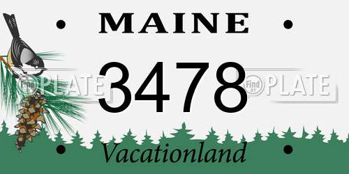 3478 Maine License Plate