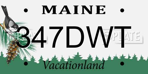 347DWT Maine License Plate