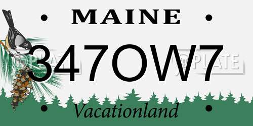 347OW7 Maine License Plate