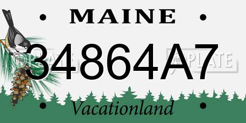 34864A7 Maine License Plate