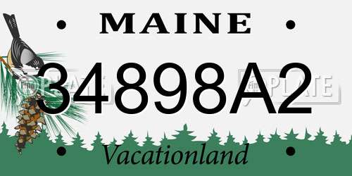 34898A2 Maine License Plate