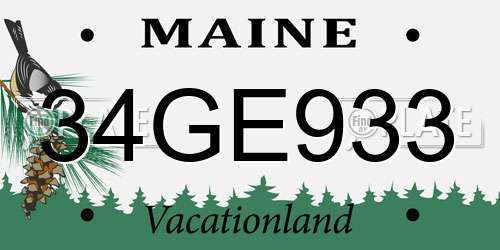 34GE933 Maine License Plate