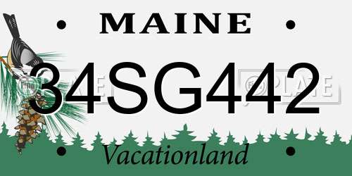 34SG442 Maine License Plate