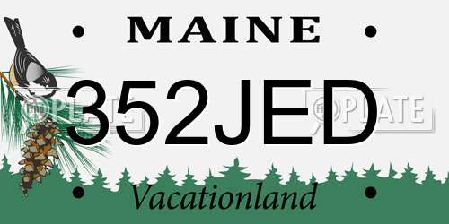 352JED Maine License Plate