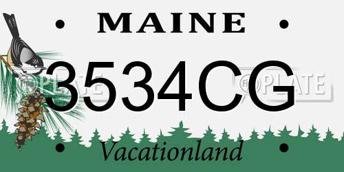 3534CG Maine License Plate