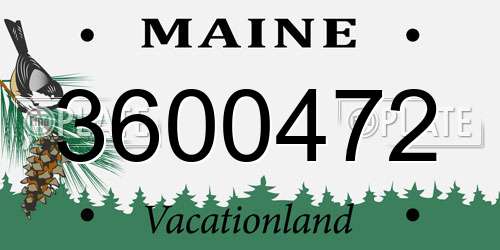 3600472 Maine License Plate