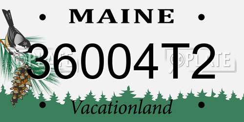 36004T2 Maine License Plate