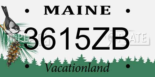 3615ZB Maine License Plate