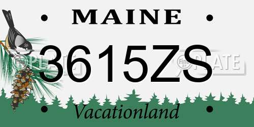 3615ZS Maine License Plate