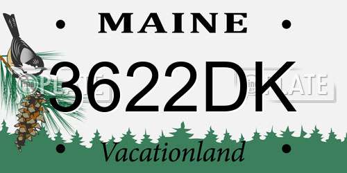 3622DK Maine License Plate