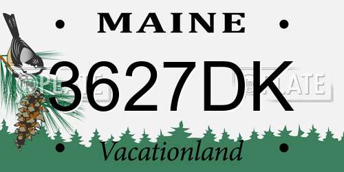 3627DK Maine License Plate