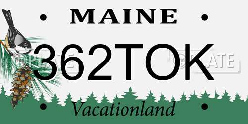 362TOK Maine License Plate