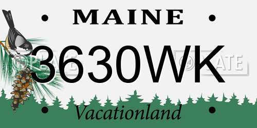 3630WK Maine License Plate