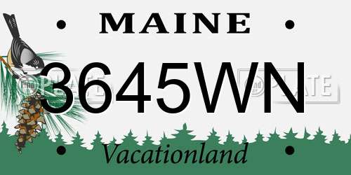 3645WN Maine License Plate